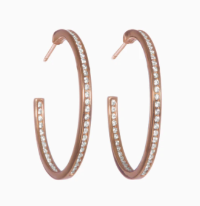 MATERIA 17mm Wide Hoop Earrings For Women – 925 Sterling Silver, Rose Gold Plated